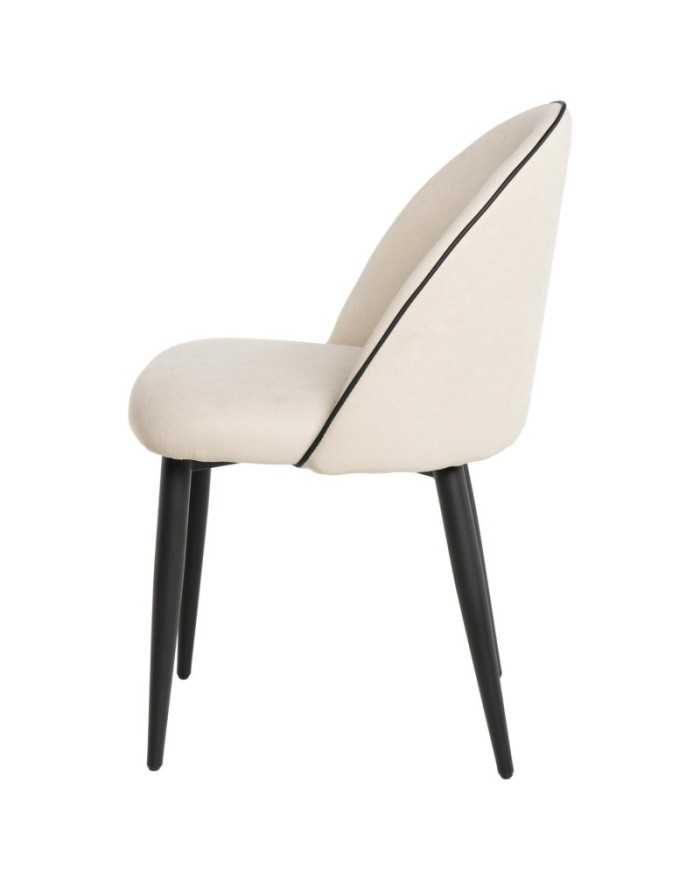 Silla tapizada beige ribete... Silla tapizada beige ribete negro ANE