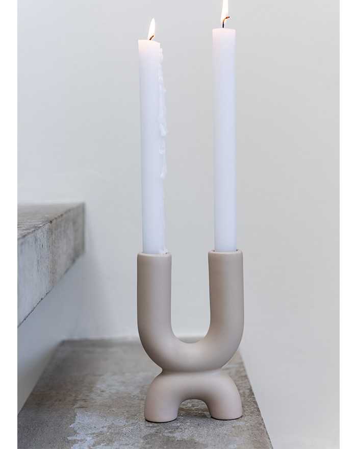 Candelabro cerámica beige PALMATORIA